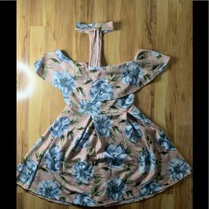 Strapless Floral Dress with choker band